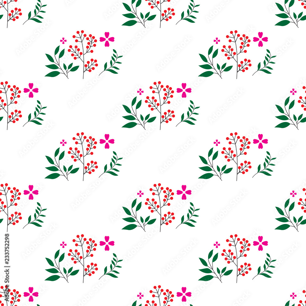 beautiful vector flower pattern with leaf on white background beautiful vector flower pattern with leaf on white background