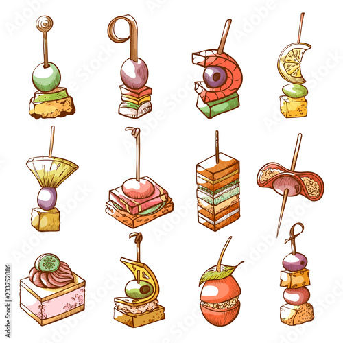 Canape fresh snack and delicious appetizer set