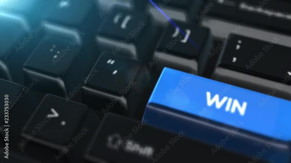 Animation close up computer keyboard with Win Button Animation close up computer keyboard with Win Button