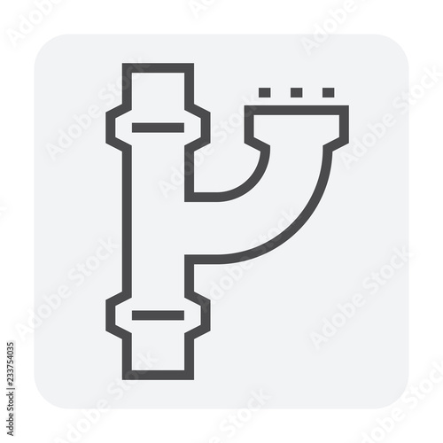 Pipe vector icon. Connection by flange fitting. Part for pipeline construction to transportation water, oil and gas. Also for water supply infrastructure, wastewater treatment, plumbing and irrigation