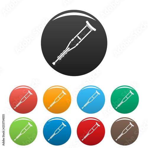 Wood crutch icons set 9 color vector isolated on white for any design