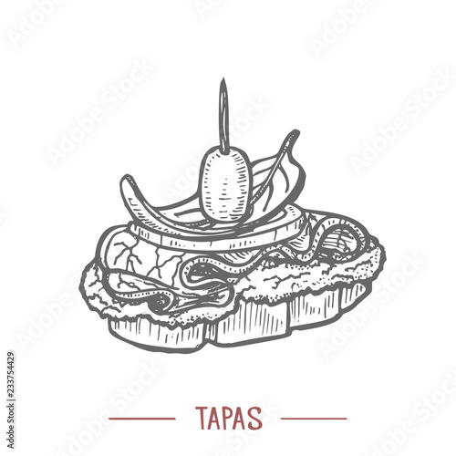 Tapas Illustration in Hand Drawn Graphic Style