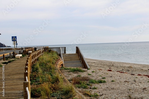 Wooden path on the beach