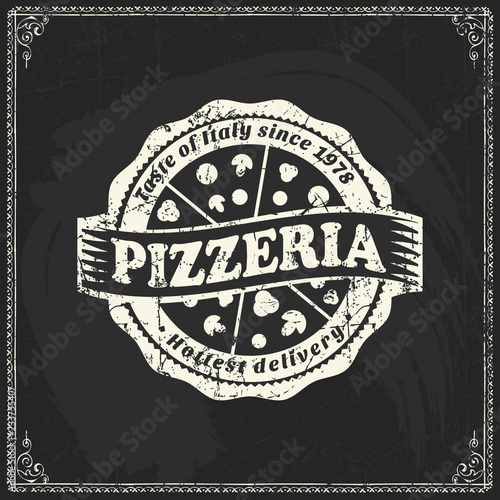 Vector pizza of pizzeria retro logo