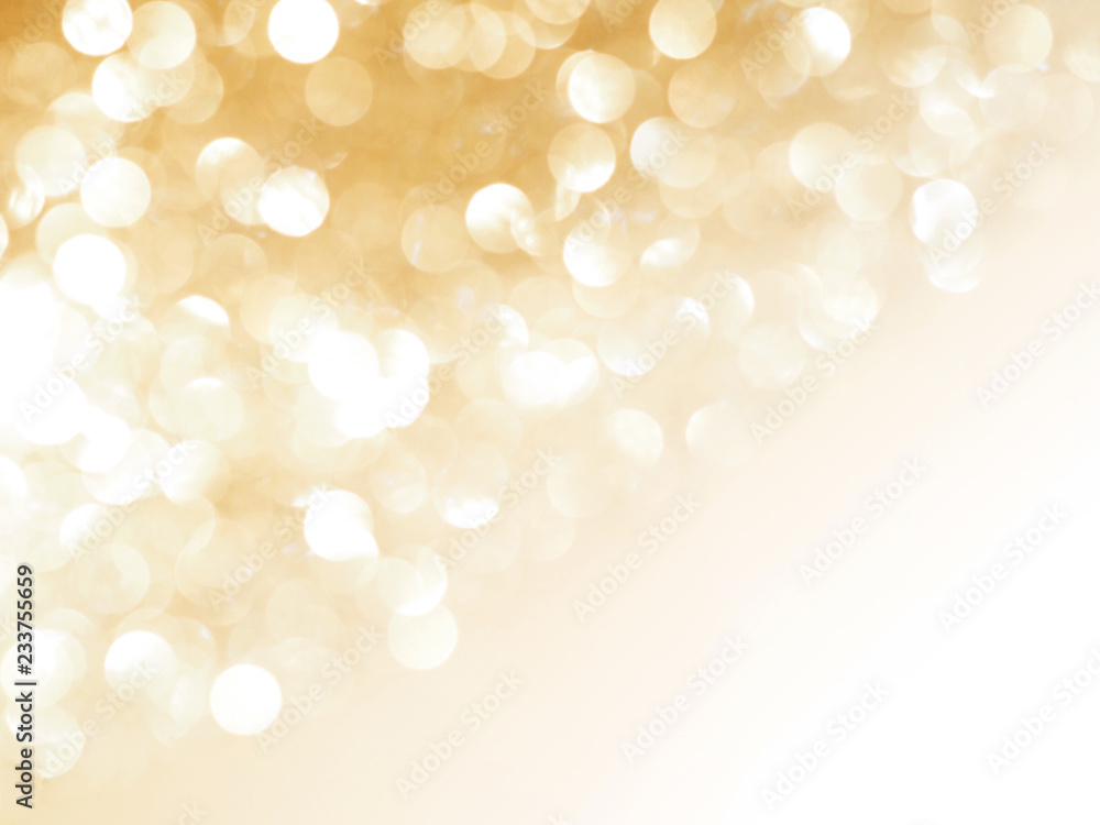 gold abstract blured background and white bokeh