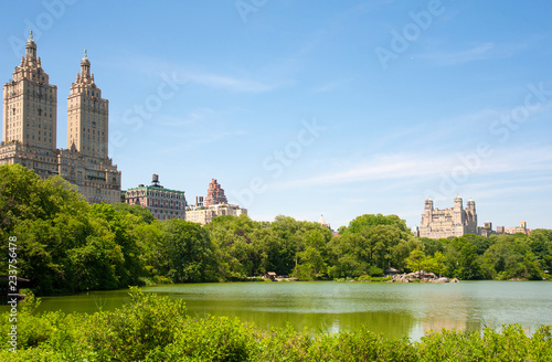 The Dakota Apartments and pond as seen from Central Park