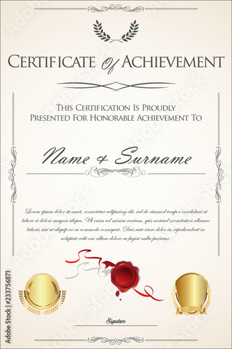 Certificate or diploma retro template 