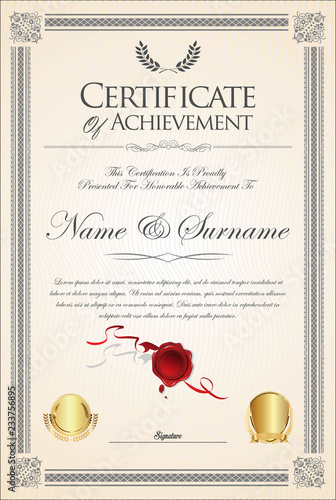 Certificate or diploma retro template 