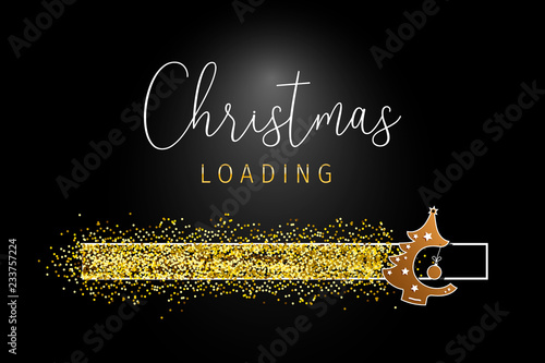 Christmas Loading with golden glitter.
