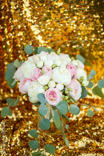 Sweet bride bouquet with beautiful fresh roses