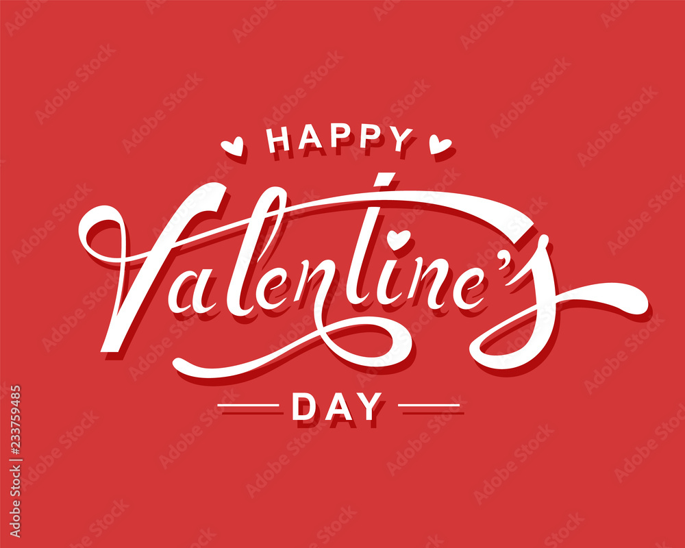 Happy Valentine's Day hand lettering design.Vector Illustration