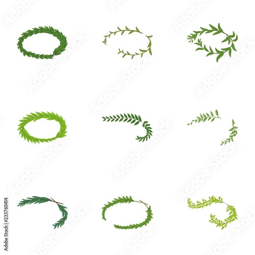 Wreath icons set. Isometric set of 9 wreath vector icons for web isolated on white background