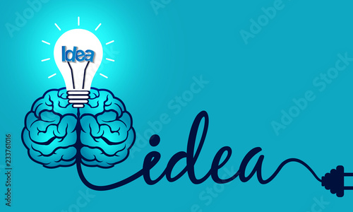 Creative brainstorm idea. brain and lightbulb icon. concept business. spark success inspiration. cartoon vector illustration