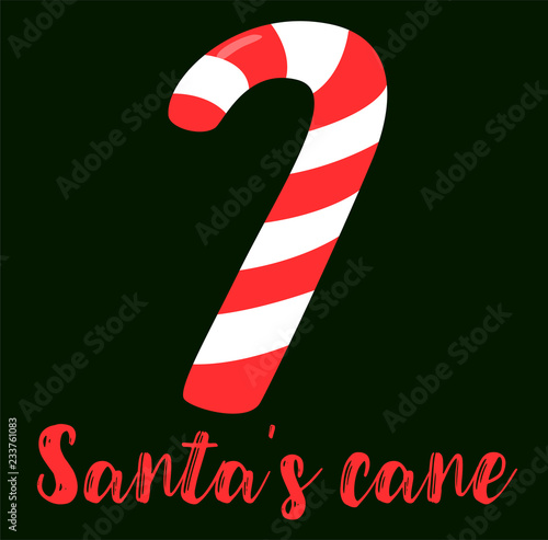 Cartoon vector sticker - Santa's cane. Beautiful idea for a Christmas card