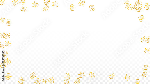 Luxury Vector Gold Percentage Sign Confetti on Transparent. Percent Sale Background. Business, Economics Print. Discount Illustration. Promotion Poster. Black Friday Banner. Special offer Template.