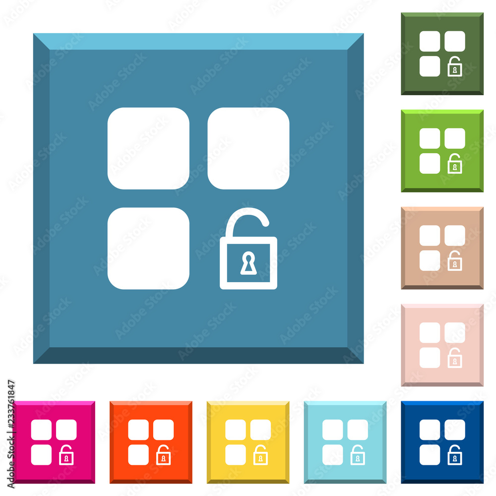 Unlock component white icons on edged square buttons Unlock component white icons on edged square buttons