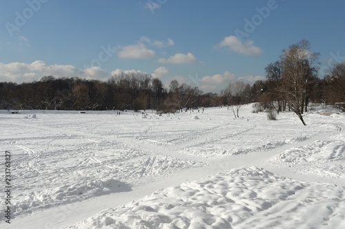 Winter Shibaevsky pond in the natural-historical park 