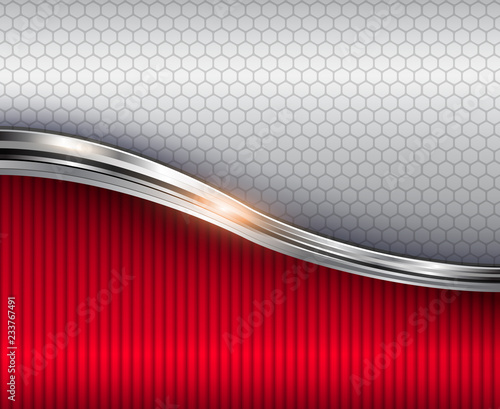 Abstract  background red, 3d shiny with metallic wave,