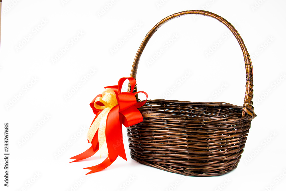 empty wicker basket for new year gift concept