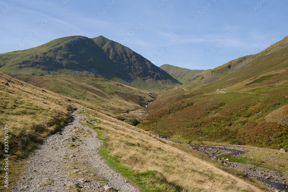 Footpath to Helvellyn mountain near Glenridding, Lake District