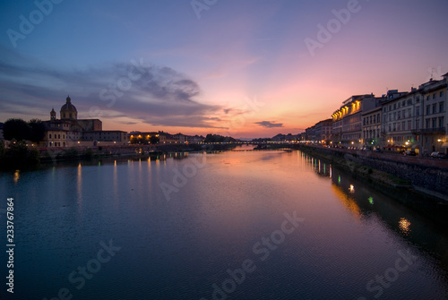 sunset at the river arno