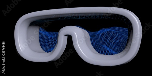 Virtual reality mask illustration on dark background. VR glasses technology concept. 3D illustration