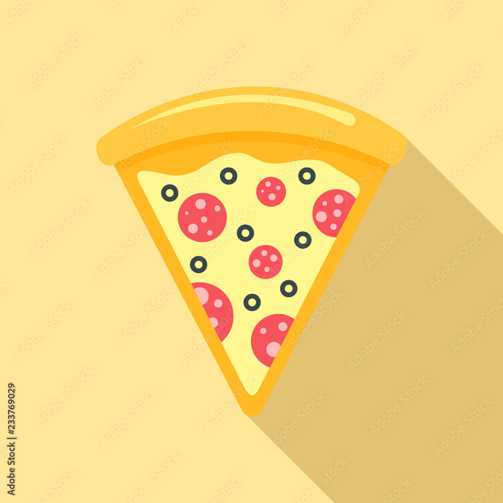 Pizza slice icon. Flat illustration of pizza slice vector icon for web design