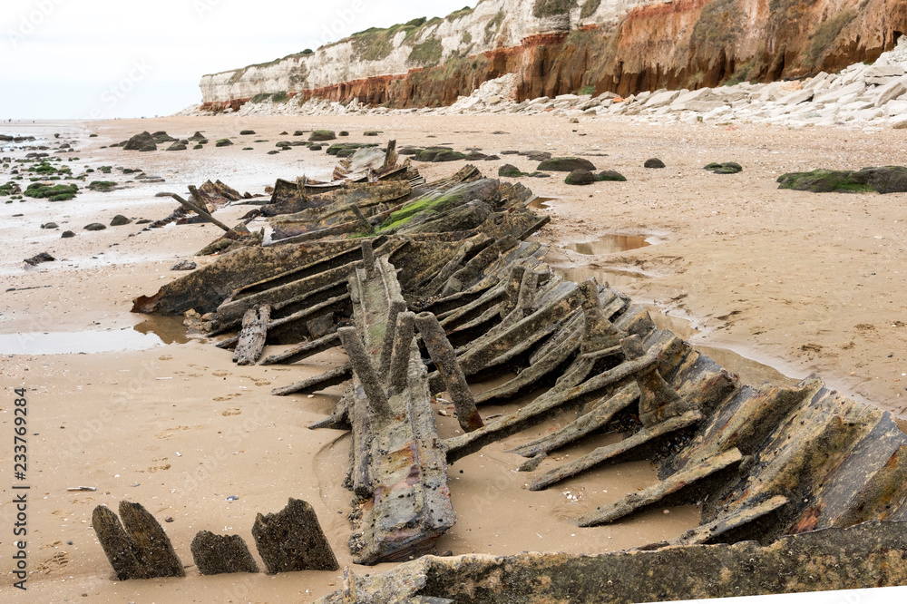 Old shipwreck at Hunstanton, North Norfolk, UK
