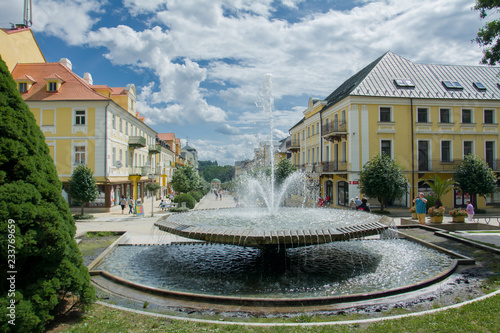 Center of the small west Bohemian spa town Frantiskovy Lazne (Franzensbad) near historical city Cheb - Czech Republic (region Karlovy Vary)
