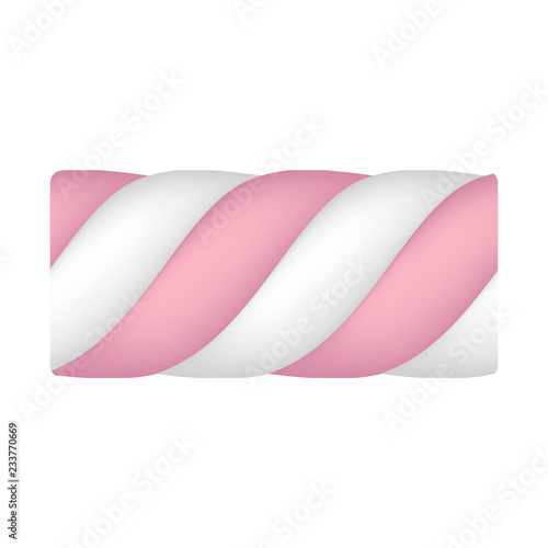 Striped marshmallow icon. Realistic illustration of striped marshmallow vector icon for web design isolated on white background