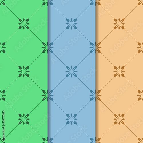abstract floral seamless pattern with flowers, netting and leaves