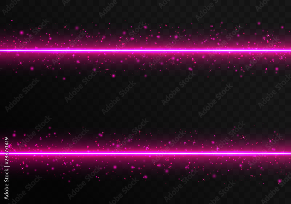 Bright pink laser stripes with colorful sparkles on a transparent background. Christmas vector illustration Bright pink laser stripes with colorful sparkles on a transparent background. Christmas vector illustration