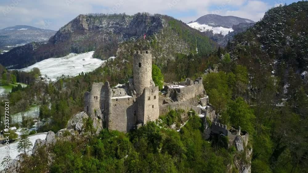 Aerial of Neu-Falkenstein Castle (1145 AD) Winter Aerial of Neu-Falkenstein Castle (1145 AD) Winter