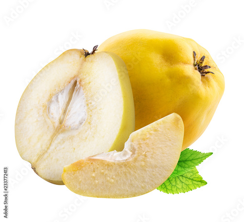 Fresh quince isolated on white background. Clipping path