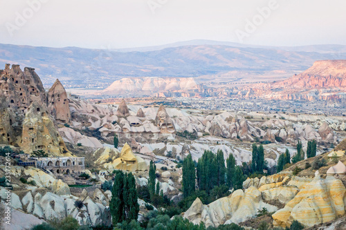 landscape of Pigeon Valley at sunset in Cappadocia, Turkey