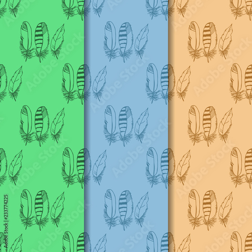 Fotografie Mockingjay feather seamless pattern hand drawn sketch
