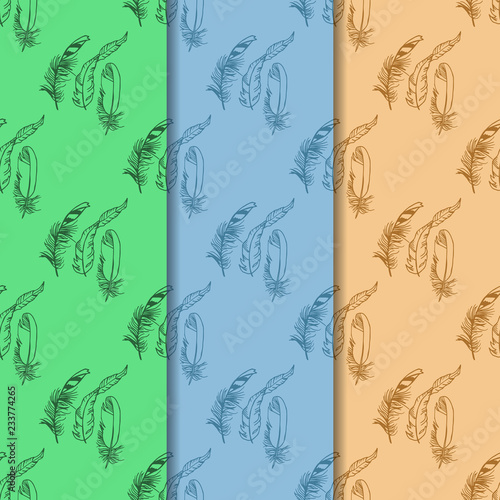 Canvas Print Mockingjay feather seamless pattern hand drawn sketch