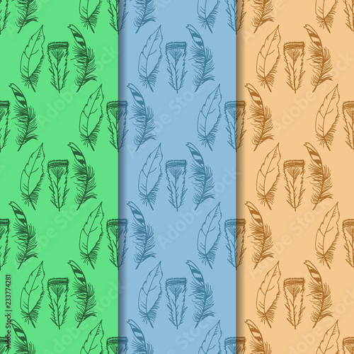 Photography Mockingjay feather seamless pattern hand drawn sketch