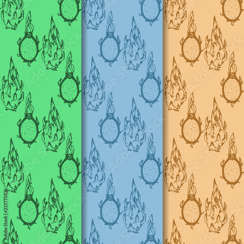 pitaya, pitahaya tropical fruit seamless pattern