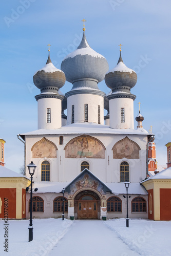 Historical and tourist places and cities of Russia. Tikhvin Monastery. Assumption Cathedral of the Tikhvin Monastery. City Tikhvin. Leningrad region.
