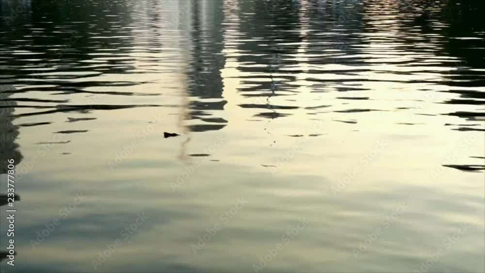 The water ripples and reflects the shadow during the sun is setting. The water ripples and reflects the shadow during the sun is setting.