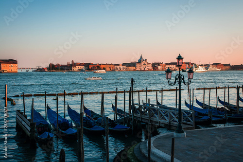 Scenic image of  Venice  with siluettes at sunset, Italy photo