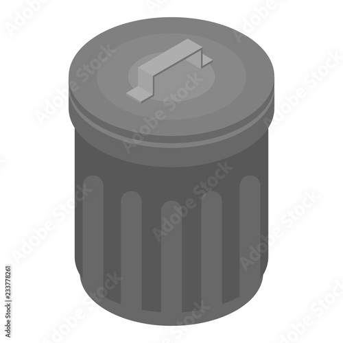 Metal garbage bin icon. Isometric of metal garbage bin vector icon for web design isolated on white background