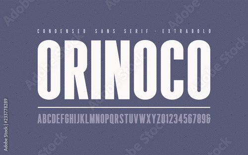 Orinoko condensed extrabold san serif vector font, alphabet, typ