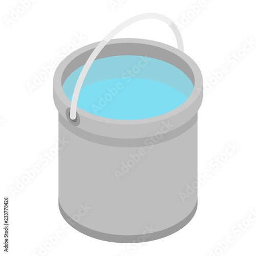 Water bucket icon. Isometric of water bucket vector icon for web design isolated on white background