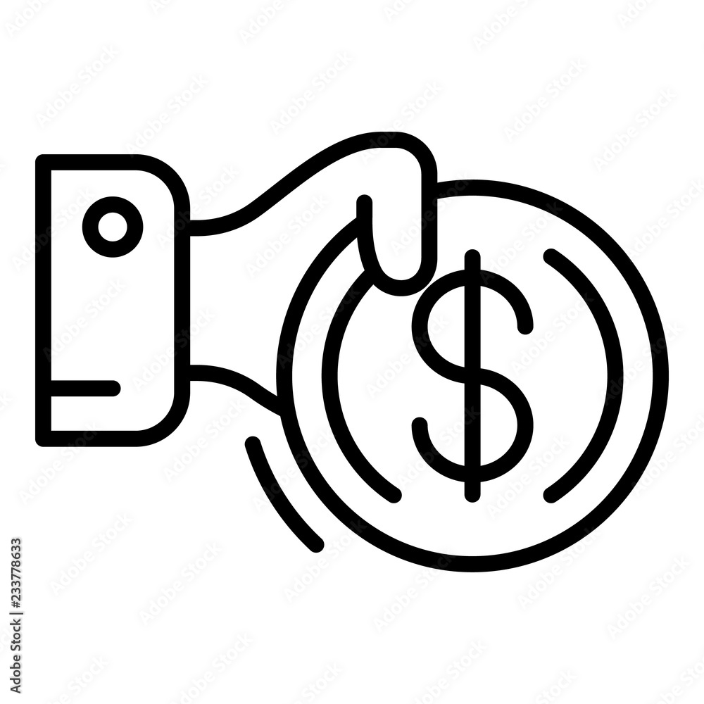 Fototapeta premium Corruption money coin icon. Outline corruption money coin vector icon for web design isolated on white background