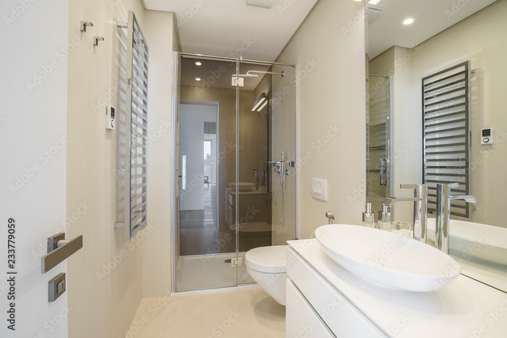 Interior of a light bathroom in a luxury villa Interior of a light bathroom in a luxury villa