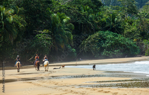 Horse riding on Beach in Costa Rica at the Caribbean in Punta Uva Beach