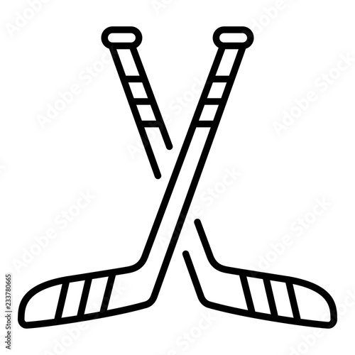 Crossed hockey stick icon. Outline crossed hockey stick vector icon for web design isolated on white background