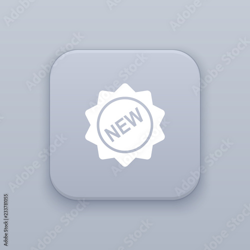 Label new, gray vector button with white icon